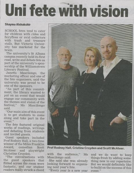 Copy of newspaper article about the fete