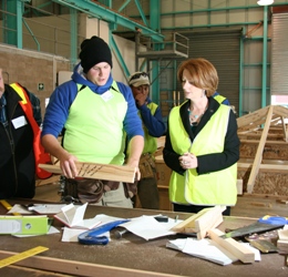 Deputy Prime Minister Julia Gillard gets a carpentry Kickstart 