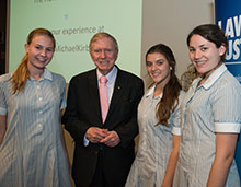 Students posing with Michael Kirby