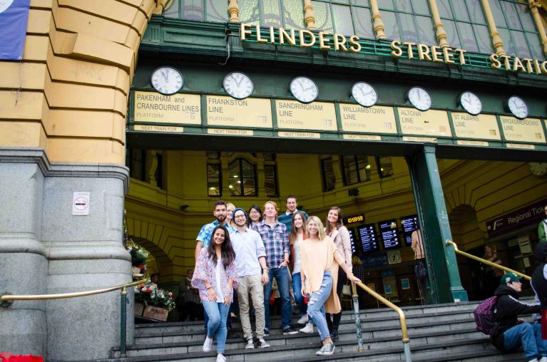 Flinders St station in the heart of Melbourne right across from Victoria University, City Flinders.