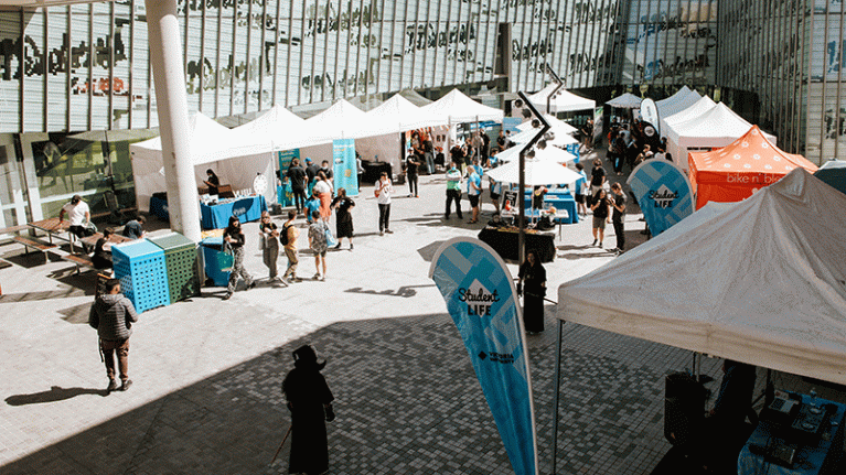  P Courtyard set up for O-Fest at Footscray Park campus