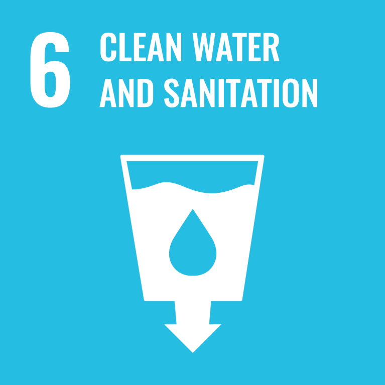 Goal 6 Clean water and sanitation, (water glass icon)