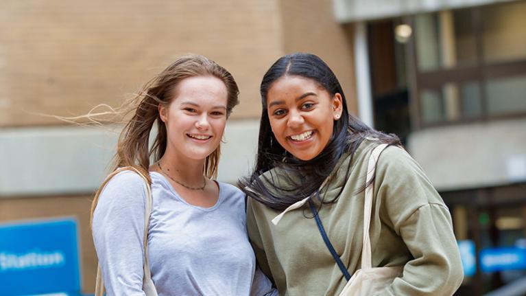  Two students having a good time at VU Open Day