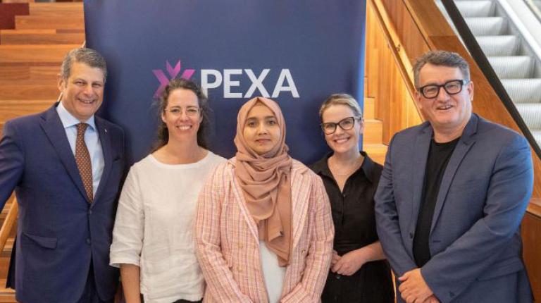 L-R: The Hon. Steve Bracks, Liesje Brice, Ameena Afreen, Sabina Sopov, Glenn King