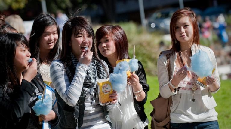 group of teenagers at open day