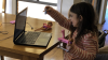  Five-year-old Sadie shows her dolls during Phoebe's virtual placement