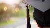  Close up of a graduation hat on student's head