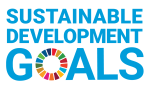 Sustainable development goals logo, with colour wheel showing 17 colours of goals